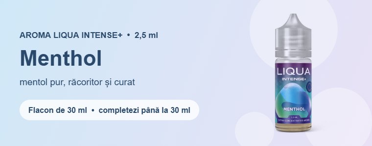 Aromă Liqua Menthol 2,5 ml – mentol pur, curat și răcoritor Aromă Liqua Menthol 2,5 ml – mentol pur, curat și răcoritor