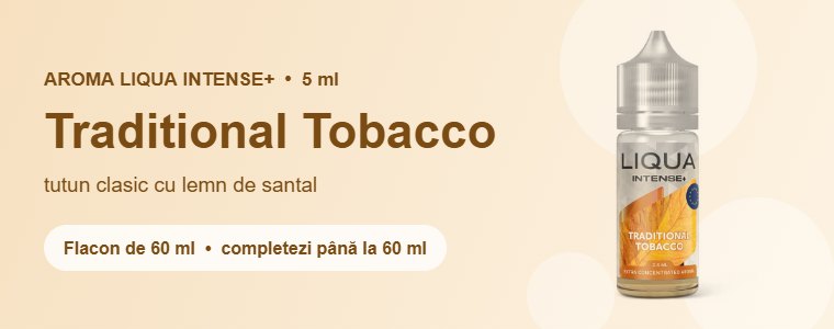 Aromă Liqua Traditional Tobacco 5 ml – tutun clasic cu lemn de santal