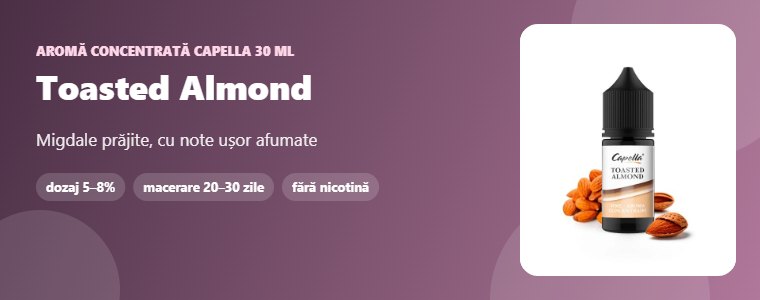 Aromă Capella Toasted Almond 30 ml Aromă concentrată Capella Toasted Almond 30 ml
