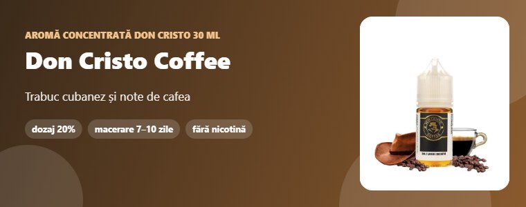 Aromă Don Cristo Don Cristo Coffee 30 ml Aromă concentrată Don Cristo Don Cristo Coffee 30 ml