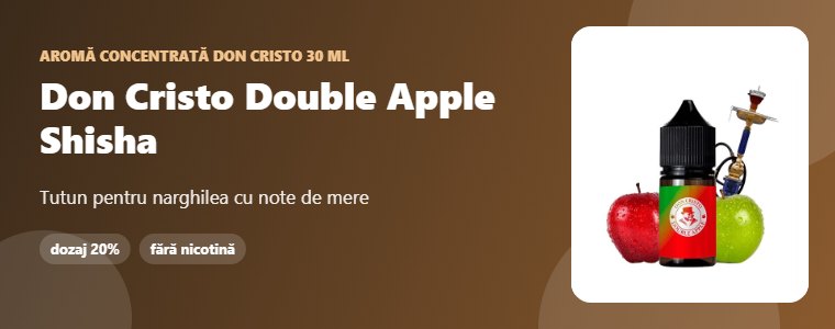 Aromă Don Cristo Don Cristo Double Apple Shisha 30 ml Aromă concentrată Don Cristo Don Cristo Double Apple Shisha 30 ml