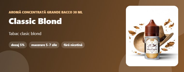 Aromă Grande Bacco Classic Blond 30 ml Aromă concentrată Grande Bacco Classic Blond 30 ml