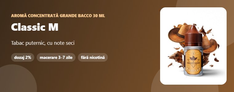 Aromă Grande Bacco Classic M 30 ml Aromă concentrată Grande Bacco Classic M 30 ml