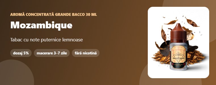 Aromă Grande Bacco Mozambique 30 ml Aromă concentrată Grande Bacco Mozambique 30 ml