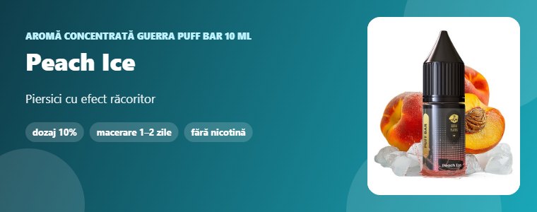 Aromă Guerra Puff Bar Peach Ice 10 ml Aromă concentrată Guerra Puff Bar Peach Ice 10 ml