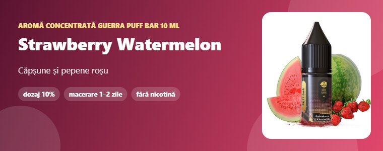 Aromă Guerra Puff Bar Strawberry Watermelon 10 ml Aromă concentrată Guerra Puff Bar Strawberry Watermelon 10 ml