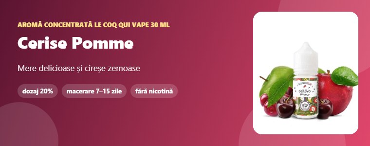 Aromă Le Coq qui Vape Cerise Pomme 30 ml Aromă concentrată Le Coq qui Vape Cerise Pomme 30 ml