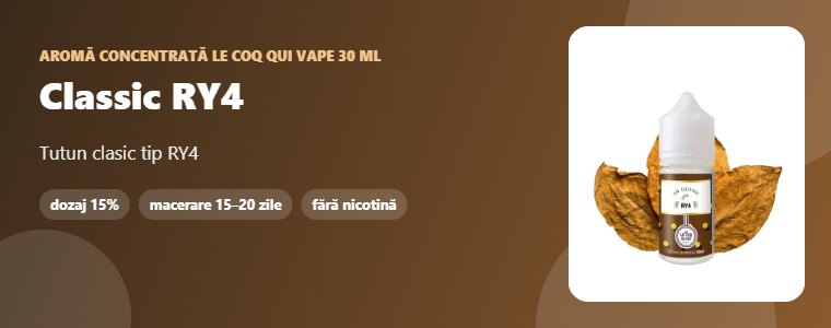 Aromă Le Coq qui Vape Classic RY4 30 ml Aromă concentrată Le Coq qui Vape Classic RY4 30 ml