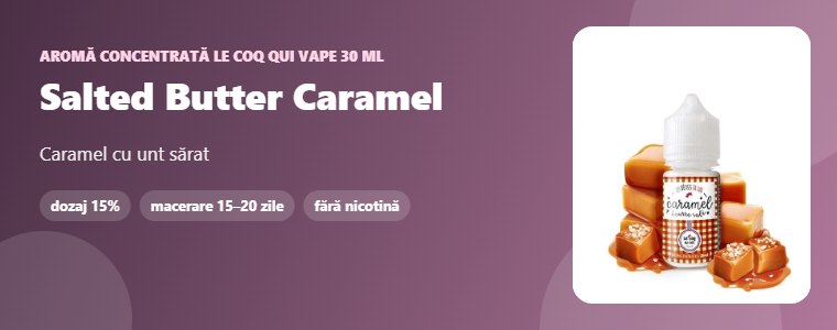Aromă Le Coq qui Vape Salted Butter Caramel 30 ml Aromă concentrată Le Coq qui Vape Salted Butter Caramel 30 ml