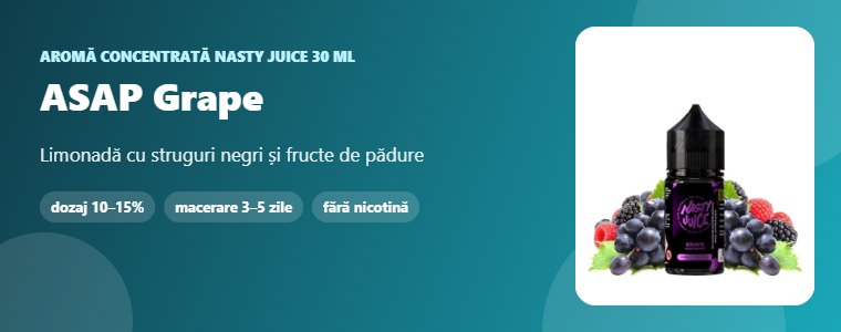 Aromă Nasty Juice ASAP Grape 30 ml Aromă concentrată Nasty Juice ASAP Grape 30 ml