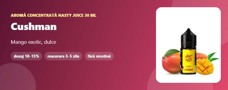 Aromă Nasty Juice Cushman 30 ml Aromă concentrată Nasty Juice Cushman 30 ml