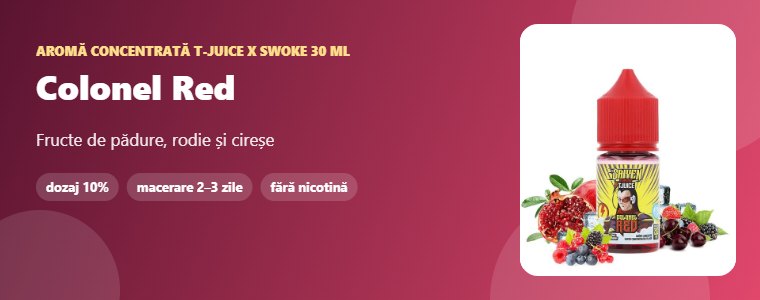 Aromă T-Juice x Swoke Colonel Red 30 ml Aromă concentrată T-Juice x Swoke Colonel Red 30 ml