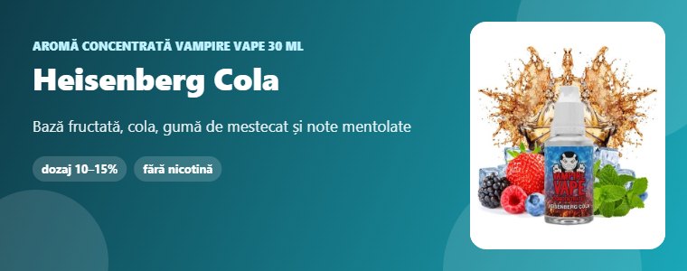 Aromă Vampire Vape Heisenberg Cola 30 ml Aromă concentrată Vampire Vape Heisenberg Cola 30 ml