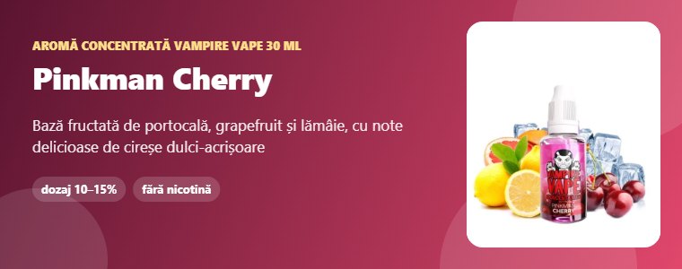 Aromă Vampire Vape Pinkman Cherry 30 ml Aromă concentrată Vampire Vape Pinkman Cherry 30 ml