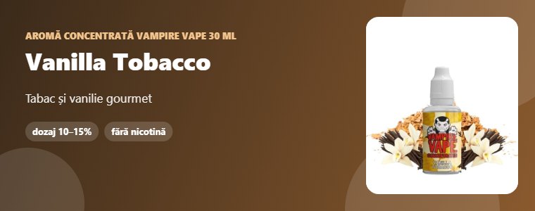 Aromă Vampire Vape Vanilla Tobacco 30 ml Aromă concentrată Vampire Vape Vanilla Tobacco 30 ml