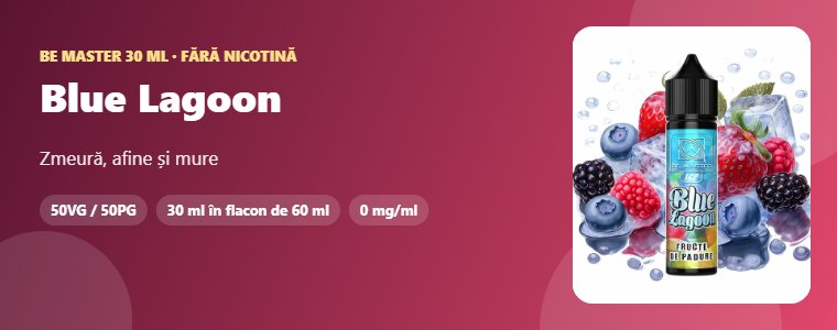 Lichid Be Master Blue Lagoon 30ml Lichid Be Master Blue Lagoon 30ml – zmeură, afine și mure