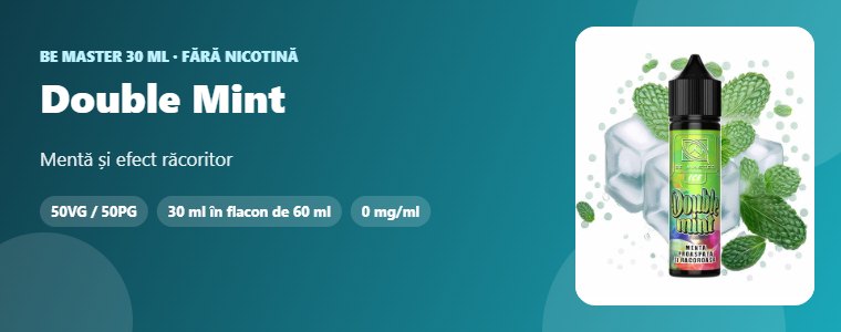 Lichid Be Master Double Mint 30ml Lichid Be Master Double Mint 30ml – mentă și efect răcoritor