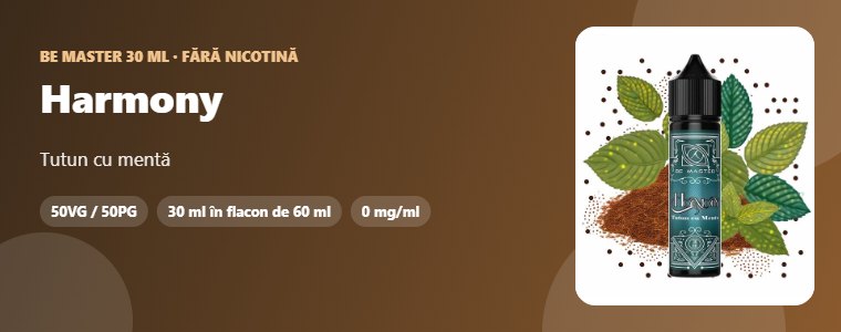 Lichid Be Master Harmony 30ml Lichid Be Master Harmony 30ml – tutun cu mentă
