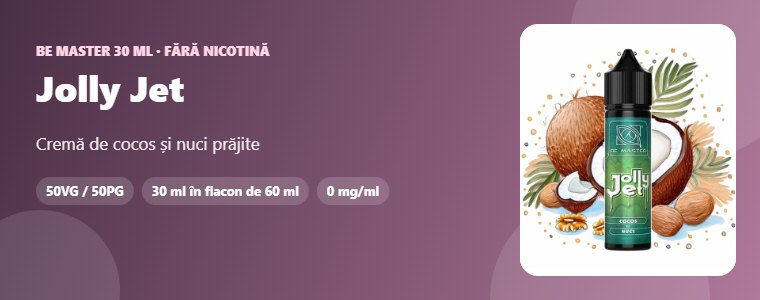 Lichid Be Master Jolly Jet 30ml Lichid Be Master Jolly Jet 30ml – cremă de cocos și nuci prăjite