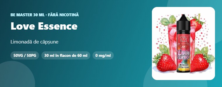 Lichid Be Master Love Essence 30ml Lichid Be Master Love Essence 30ml – limonadă de căpșune