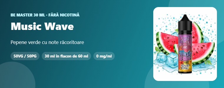 Lichid Be Master Music Wave 30ml Lichid Be Master Music Wave 30ml – pepene verde cu note răcoritoare