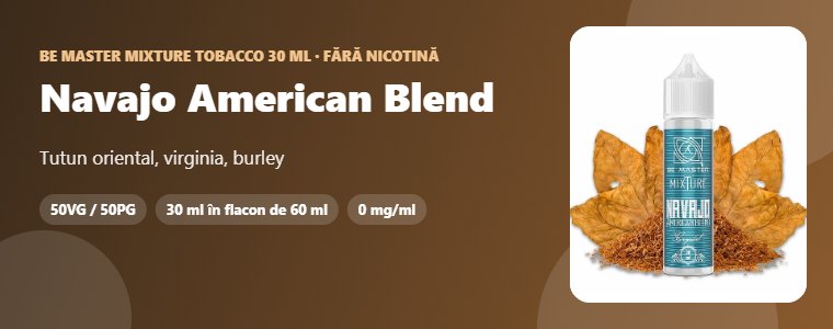 Lichid Be Master Mixture Tobacco Navajo American Blend 30ml Lichid Be Master Mixture Tobacco Navajo American Blend 30ml – tutun oriental, virginia, burley