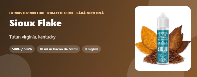 Lichid Be Master Mixture Tobacco Sioux Flake 30ml Lichid Be Master Mixture Tobacco Sioux Flake 30ml – tutun virginia, kentucky
