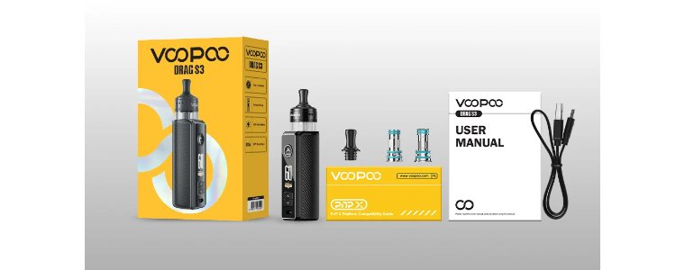 Conținutul pachetului Voopoo Drag S3 Conținutul pachetului Voopoo Drag S3
