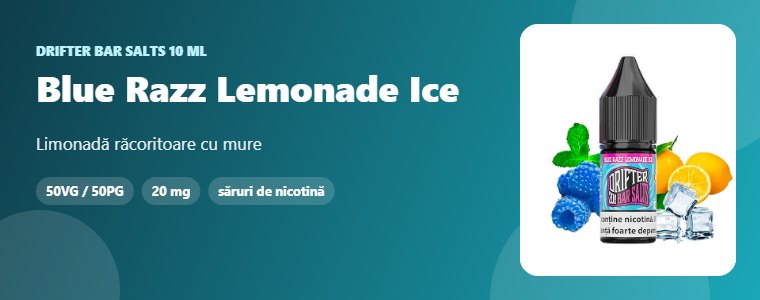 Lichid Drifter Bar Salts Blue Razz Lemonade Ice 10 ml Lichid Drifter Bar Salts Blue Razz Lemonade Ice 10 ml