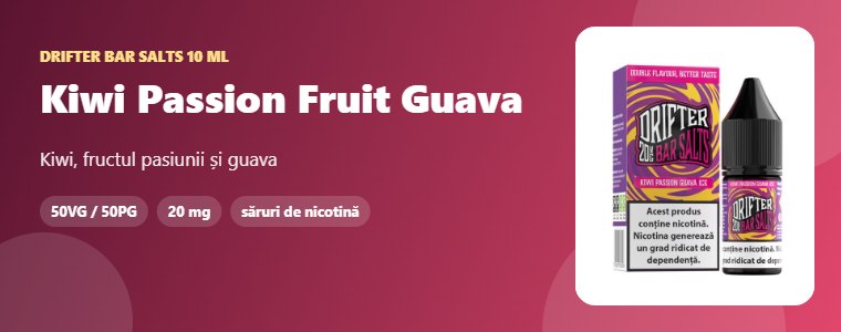 Lichid Drifter Bar Salts Kiwi Passion Fruit Guava 10 ml Lichid Drifter Bar Salts Kiwi Passion Fruit Guava 10 ml