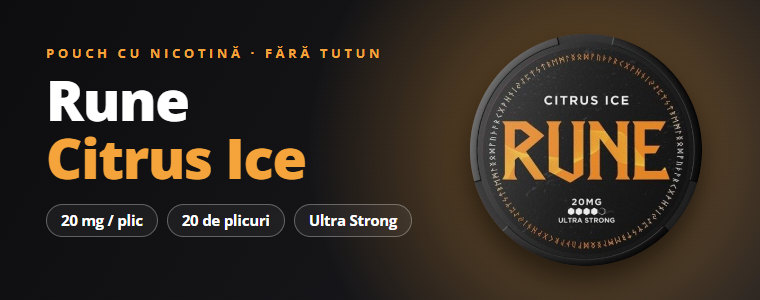 Pouch cu nicotină Rune Citrus Ice – cutie cu 20 de plicuri, 20 mg Pouch cu nicotină Rune Citrus Ice – cutie cu 20 de plicuri, 20 mg