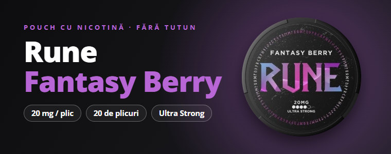 Pouch cu nicotină Rune Fantasy Berry – cutie cu 20 de plicuri, 20 mg