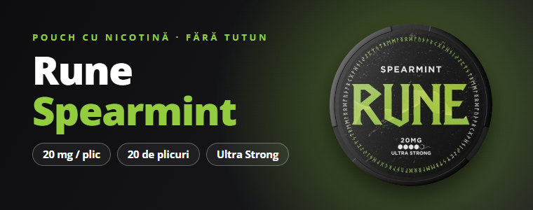 Pouch cu nicotină Rune Spearmint – cutie cu 20 de plicuri, 20 mg Pouch cu nicotină Rune Spearmint – cutie cu 20 de plicuri, 20 mg
