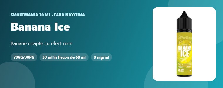 Lichid Smokemania Banana Ice 30 ml – banane, ice