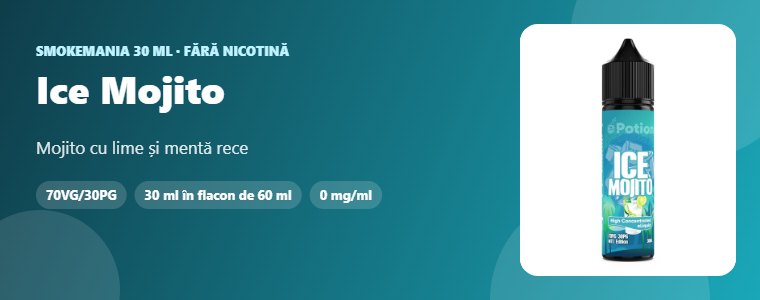 Lichid Smokemania Ice Mojito 30 ml – lime, mentă, ice