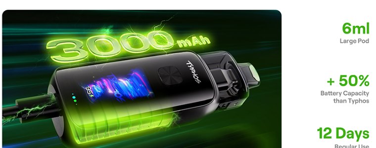 Uwell Typhos Pro – baterie integrată de 3000 mAh