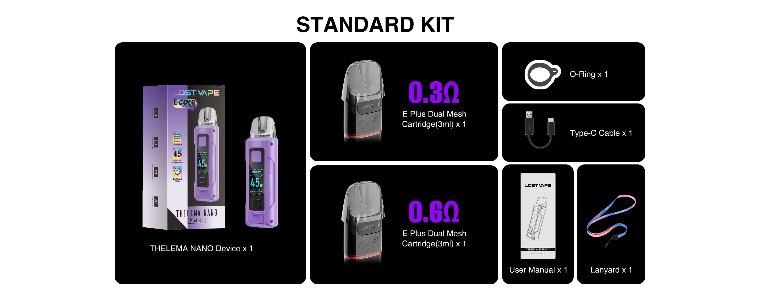 Lost Vape Thelema Nano - conținut pachet Lost Vape Thelema Nano - conținut pachet