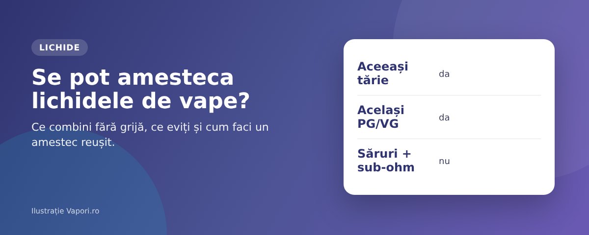 Se pot amesteca lichidele de țigări? Se pot amesteca lichidele de țigări electronice? Ghid explicativ cu reguli și combinații