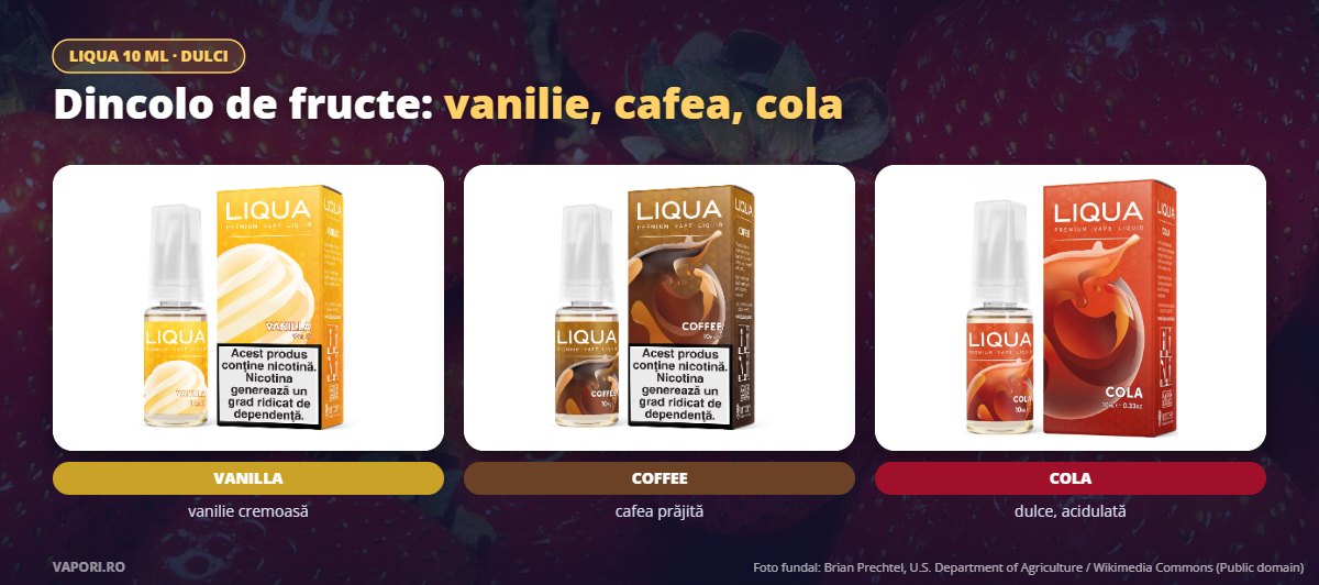 Liqua Vanilla, Coffee și Cola 10 ml Liqua Vanilla, Coffee și Cola 10 ml
