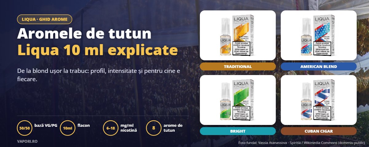 Aromele de tutun Liqua 10 ml cu nicotină explicate Aromele de tutun Liqua 10 ml cu nicotină explicate