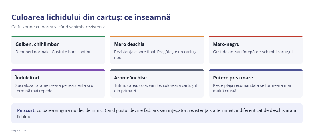 Culoarea lichidului din cartuș: ce înseamnă Culoarea lichidului din cartuș: ce înseamnă