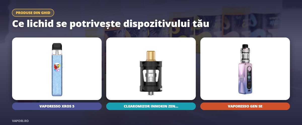 Produse menționate: Kit Vaporesso XROS 5, Clearomizor Innokin Zenith 2 5.5 ml, Kit Vaporesso Gen SE Produse menționate: Kit Vaporesso XROS 5, Clearomizor Innokin Zenith 2 5.5 ml, Kit Vaporesso Gen SE