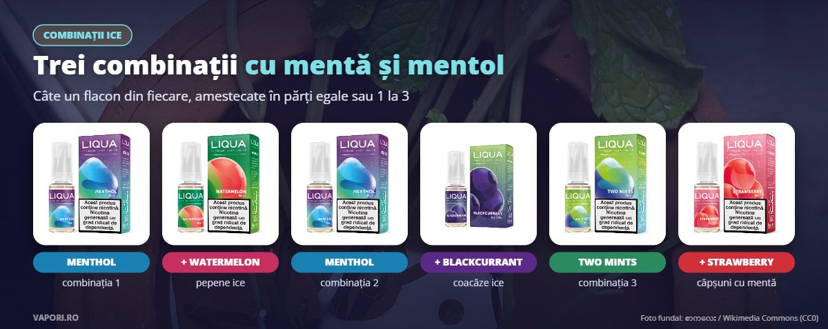 Combinații de lichide Liqua cu mentă și mentol Combinații de lichide Liqua cu mentă și mentol