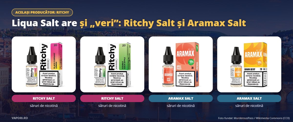 Lichide Ritchy Salt și Aramax Salt, de la același producător ca Liqua Lichide Ritchy Salt și Aramax Salt, de la același producător ca Liqua