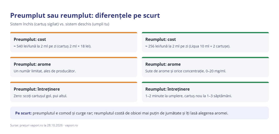 Preumplut sau reumplut: diferențele pe scurt Preumplut sau reumplut: diferențele pe scurt