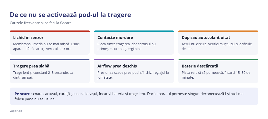 De ce nu se activează pod-ul la tragere De ce nu se activează pod-ul la tragere