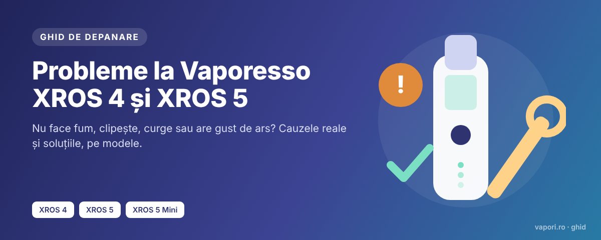 Probleme Vaporesso XROS 4, XROS 5 și 5 Mini: cum le rezolvi Probleme Vaporesso XROS 4 și XROS 5: diagnostic și soluții pas cu pas