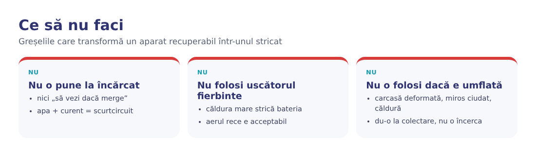 Ce să nu faci cu o țigară electronică udă: nu o încărca, nu folosi uscătorul fierbinte, nu o folosi dacă e umflată Ce să nu faci cu o țigară electronică udă: nu o încărca, nu folosi uscătorul fierbinte, nu o folosi dacă e umflată