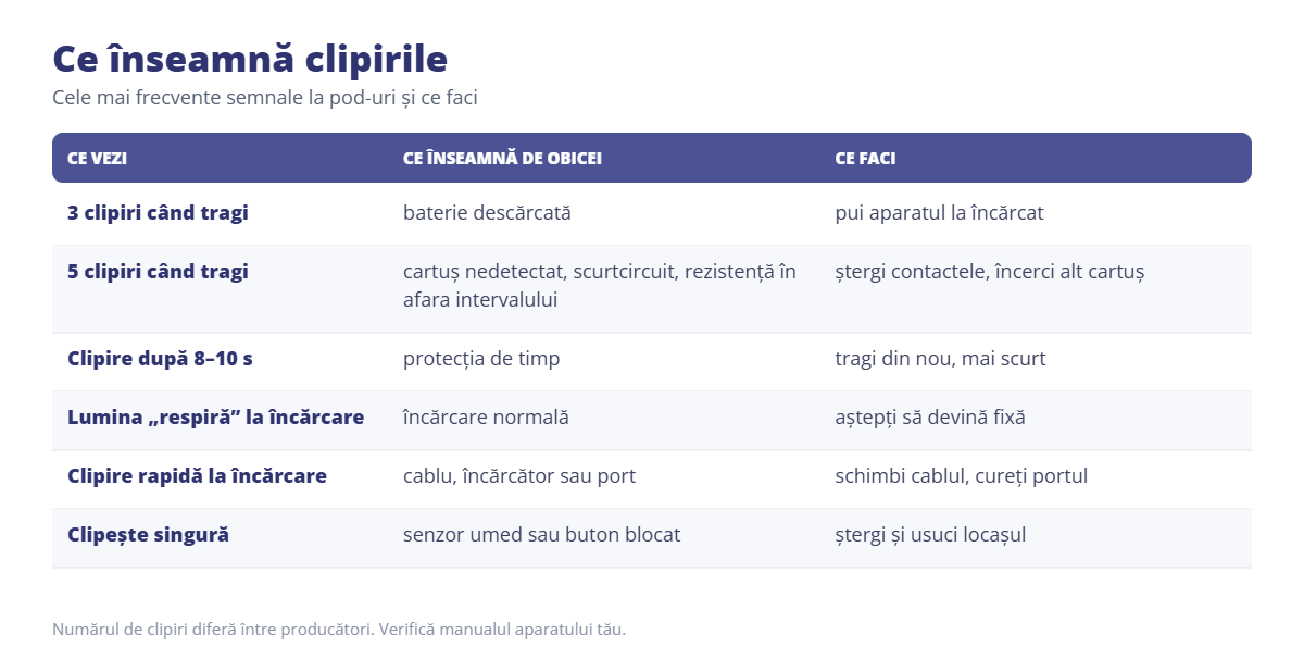 Ce înseamnă clipirile țigării electronice și ce faci Ce înseamnă clipirile țigării electronice și ce faci