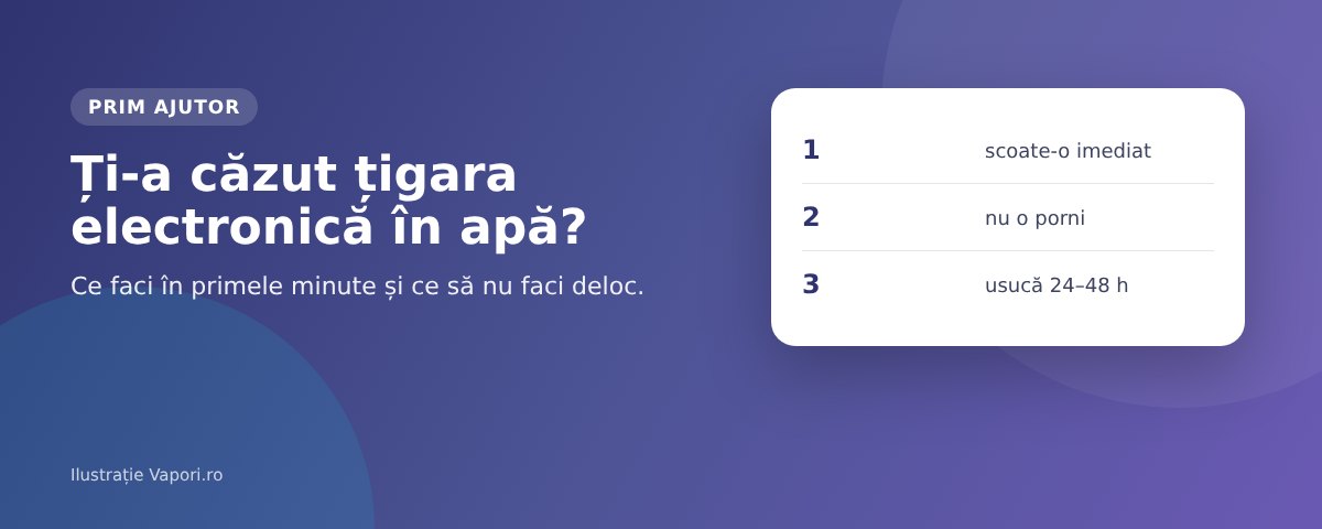 Ți-a căzut țigara electronică în apă? Ce poți să faci Ți-a căzut țigara electronică în apă? Ce faci în primele minute și cum o salvezi